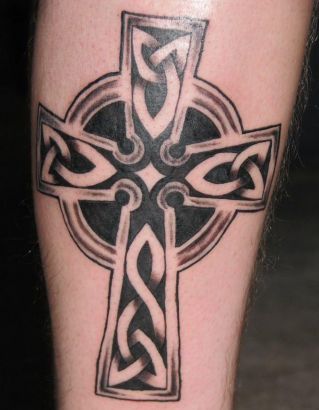 Celtic Cross Leg Tattoo